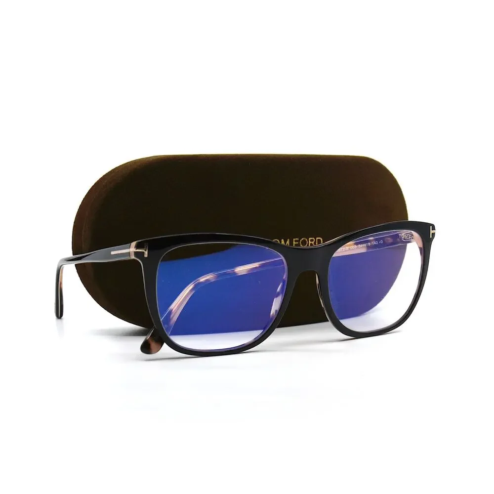 NEW TOM FORD TF5672-B 005 BLACK/HAVANA BLUE BLOCK LENS AUTHENTIC EYEGLAS…